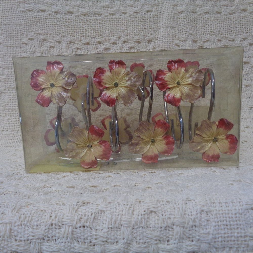 Flower shower curtain hooks set of 12 NIP